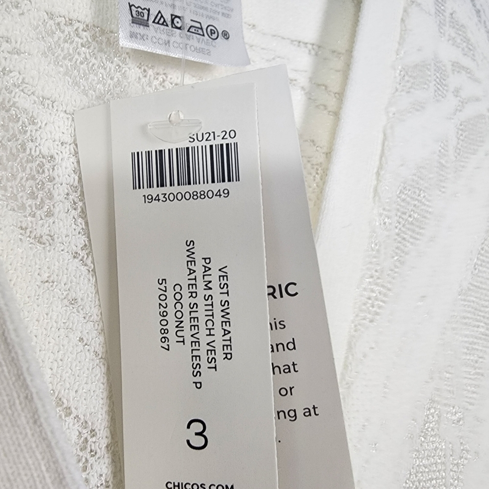 Chico's Sleeveless Palm-Stitch Long Sweater Vest Chico sz 3 xl/16 new with tags - Picture 11 of 12
